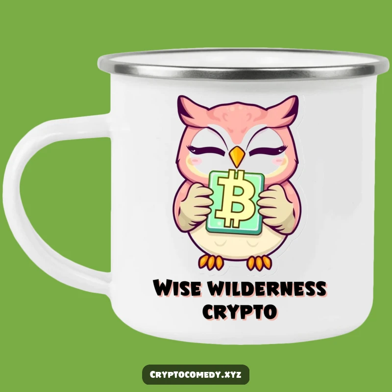Funny Winking Owl Crypto Camping Mug - Rugged Blockchain Adventure Gift