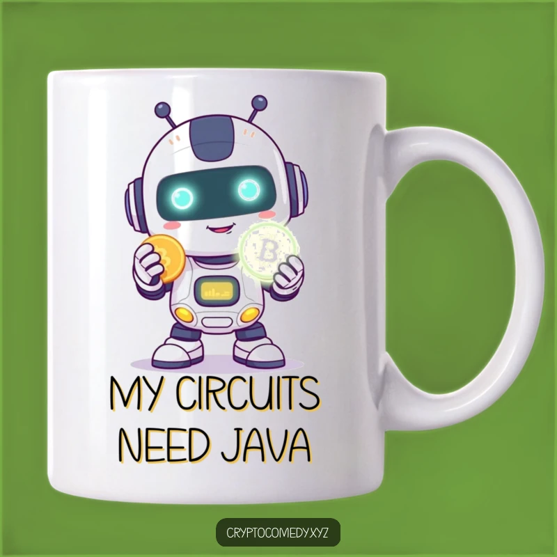 Funny Robot Coin Mug - Hilarious Tech Gift for Digital Enthusiasts