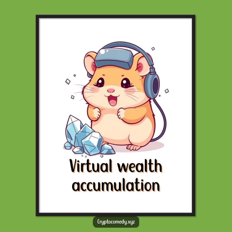 Funny Hamster Poster: Determined Crypto Miner Art Funny Gift Decor