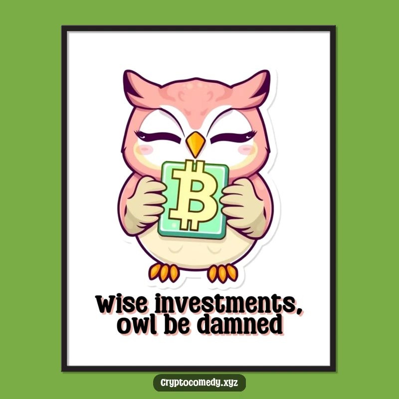 Free Printable Owl Blockchain Art: Funny Crypto Humor Downloadable Wall Decor