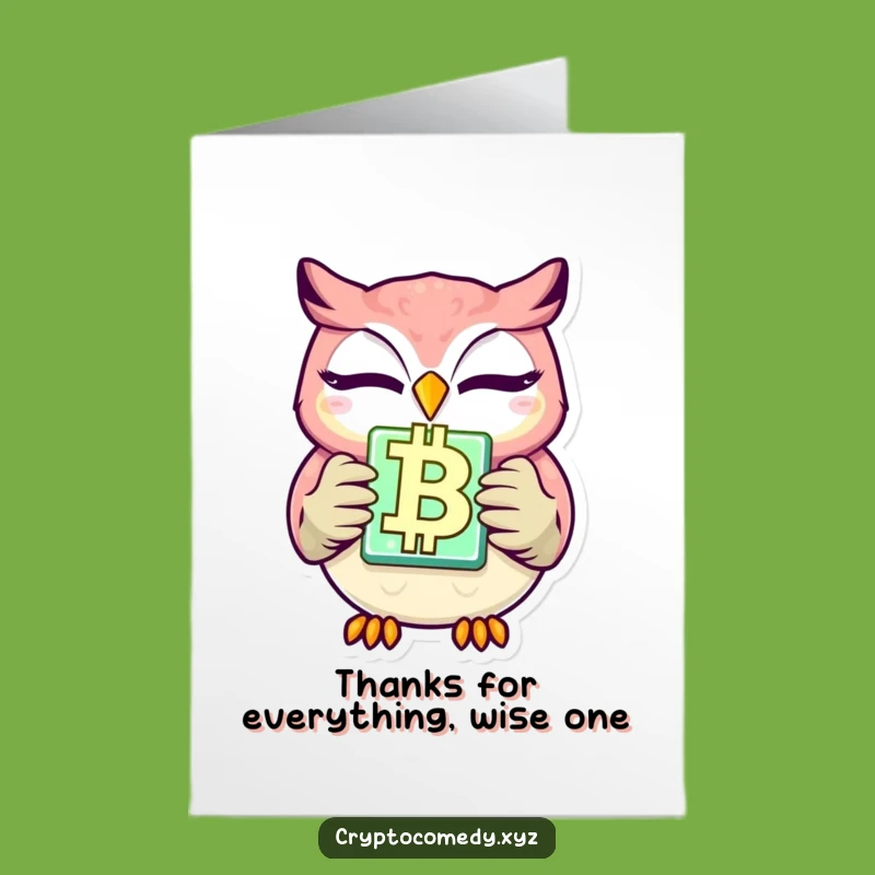 Free Printable Owl Thank You Card: Crypto Humor Appreciation Downloadable Gift